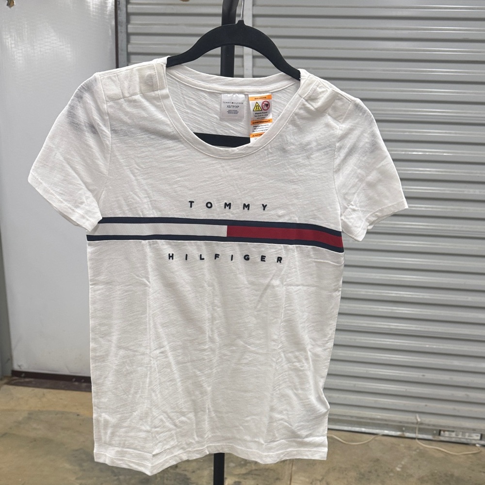 Tommy Hilfiger White Tee w/Red & Blue Accents adaptive clothing pick your size
